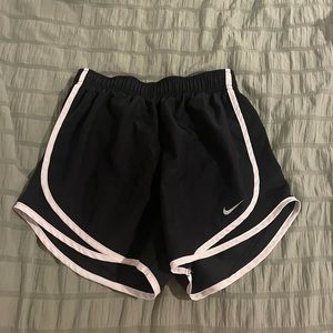 Black and white striped nike athletic shorts